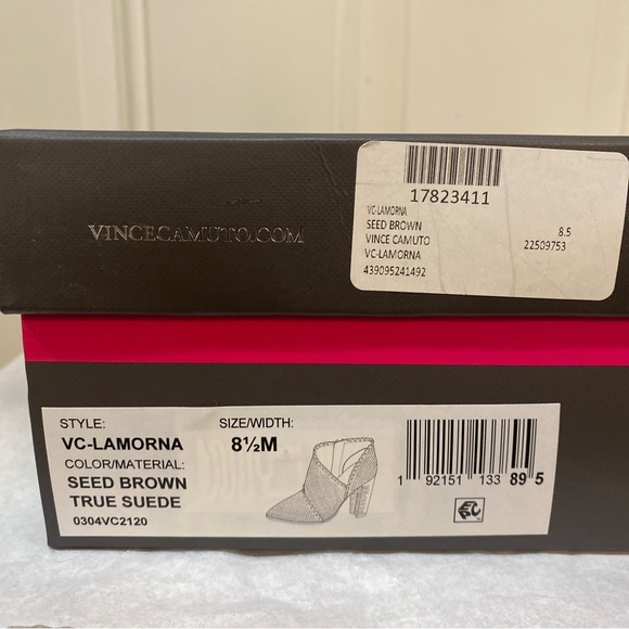 New in Box Vince Camuto Lamorna Seed Brown Asymmetrical Ankle Booties Boots - Picture 5 of 14